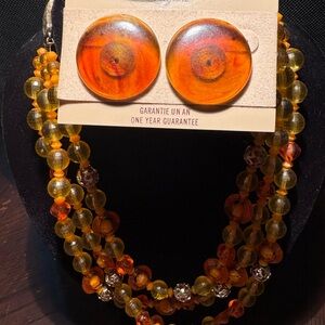 Elegant Amber-Toned Jewelry Set
